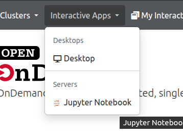 Opción de Jupyter en el Menú